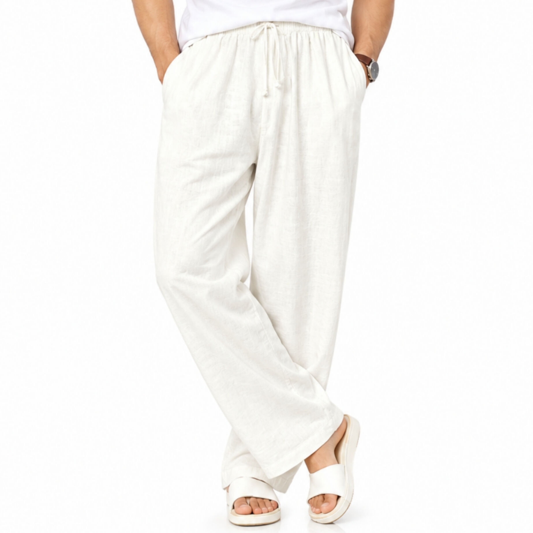 TL VASTRA MEN PREMIUM WHITE LINEN PANT