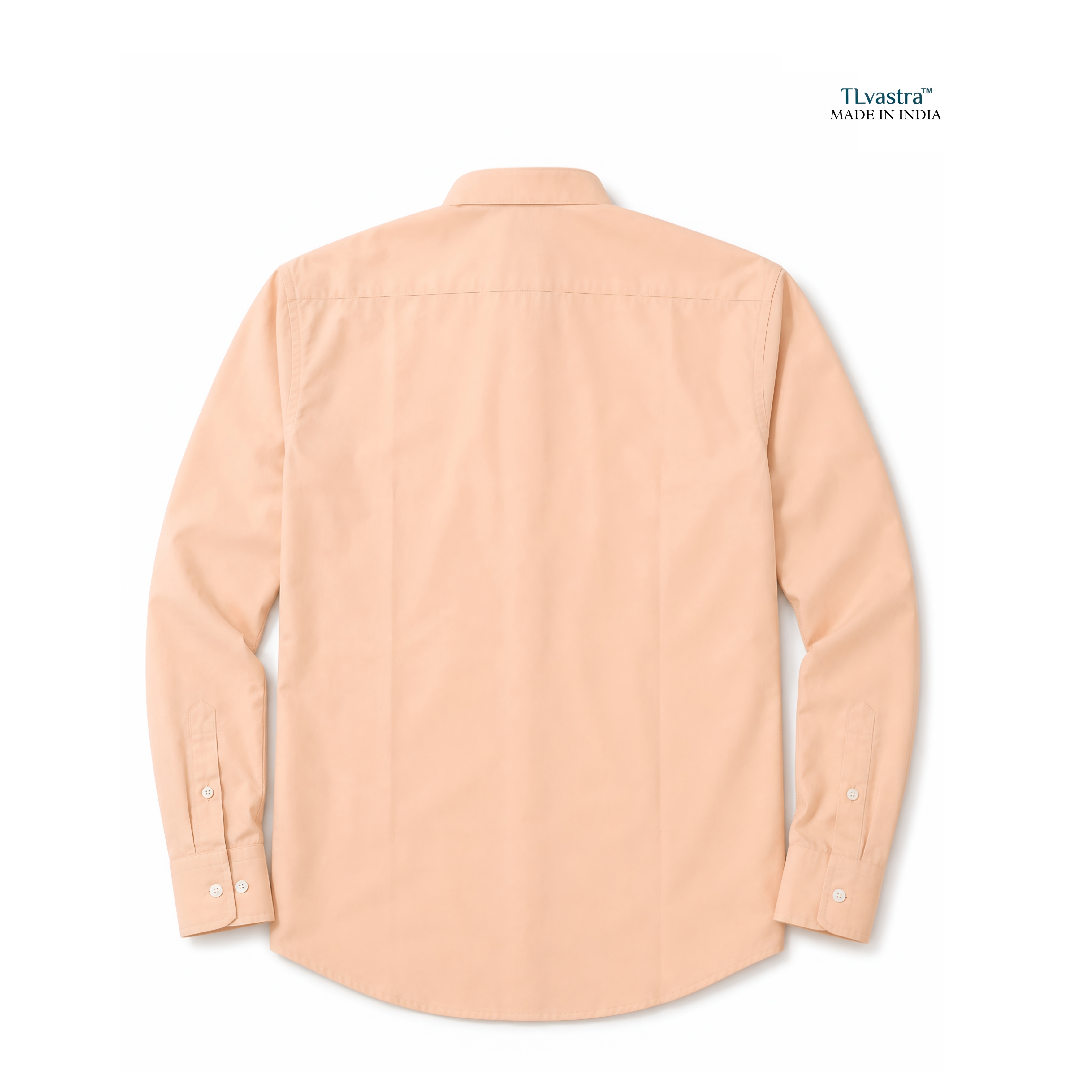 TLvastra Men's Peach Mandarin Collar Solid Cotton Blend Casual Shirt | Full Sleeve | Regular Fit